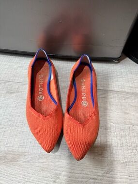 Rothy's Orange Pointed Knit Flat - Women's